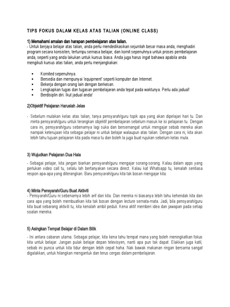 Tips Kelas Atas Talian Pdf