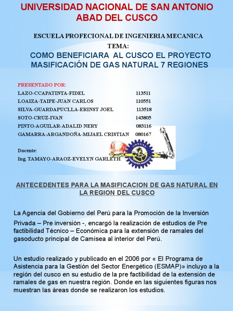 Grupo 4 Beneficios de La Masificacion Del Gas Natural en La Region Del ...
