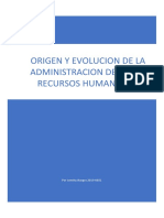 Origen y Evolucion de La Administracion de Los Recursos Humanos