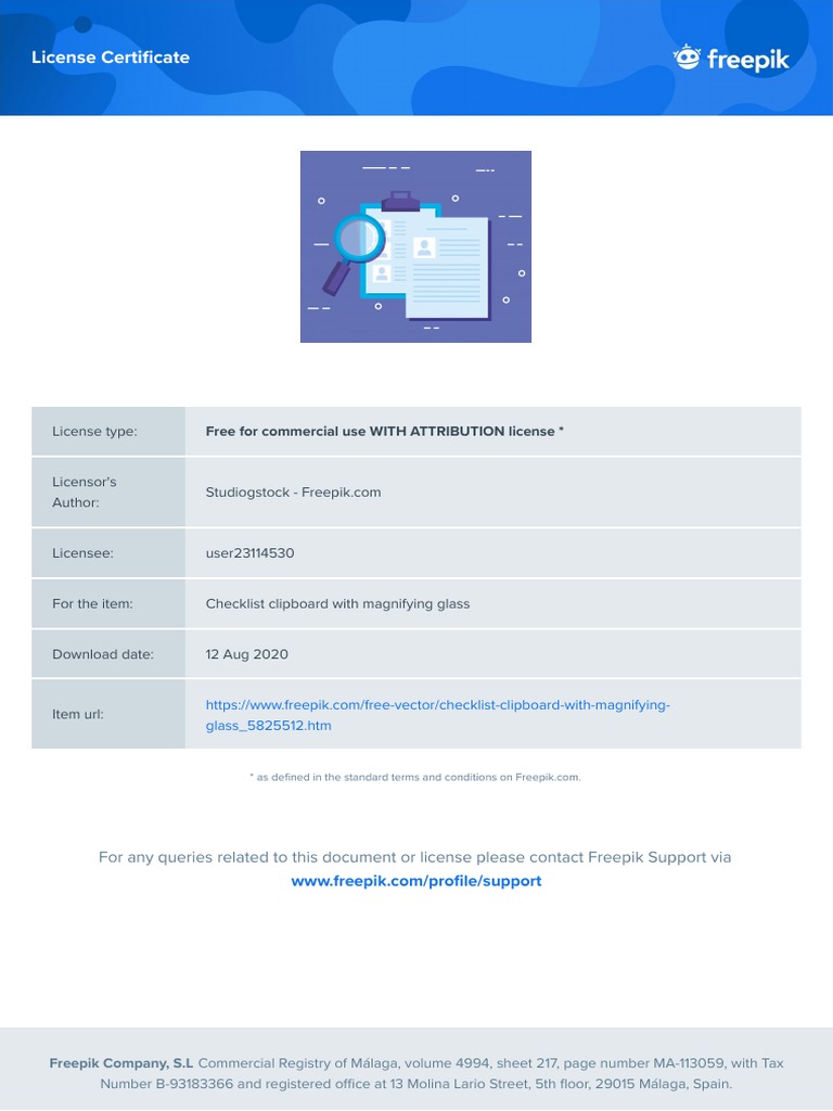 License Certificate: Free For Commercial Use WITH ATTRIBUTION License | PDF