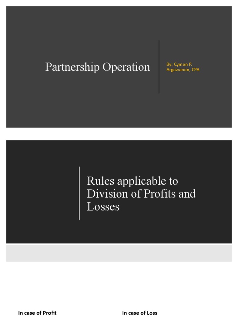 Partnership Profit and Loss Distribution Guide | PDF | Partnership ...