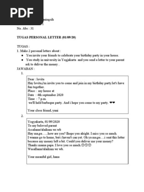 PERSONAL LETTER
