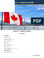 Lesson 12 - Vacation To Canada - Translate PDF