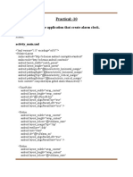 Practical:-10: Aim: Write A Mobile Application That Create Alarm Clock. Code