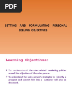 Setting and Formulating Personal Selling Objectives