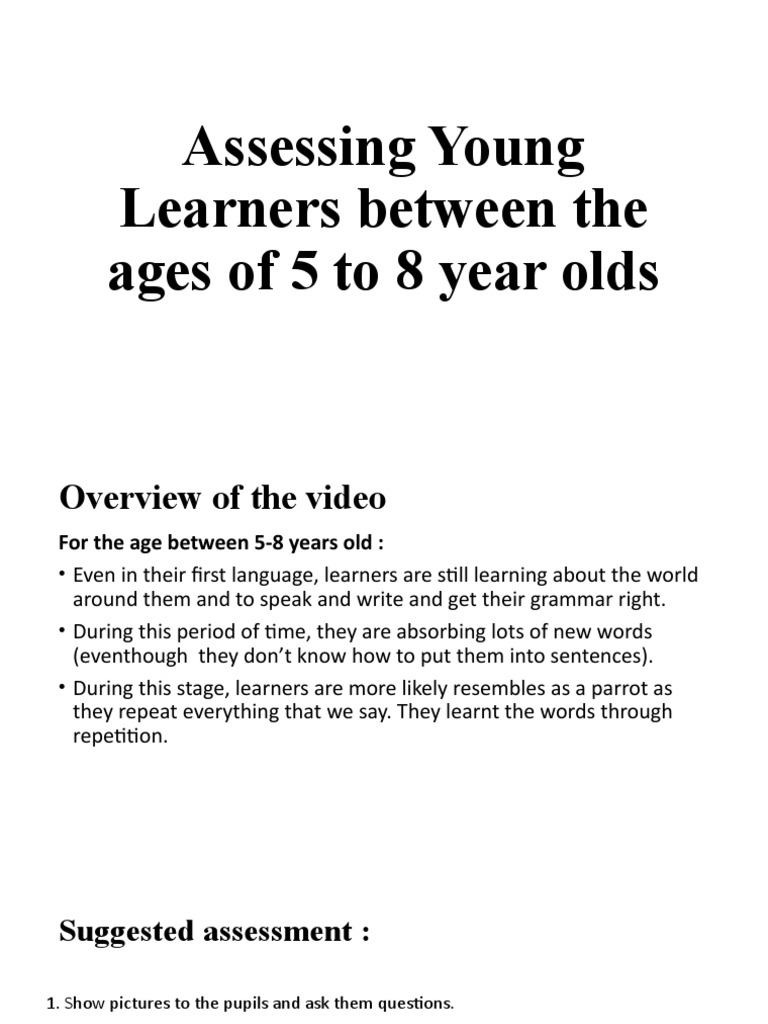 Assessing Young Learners Aged 5 8 Pdf Educational Assessment