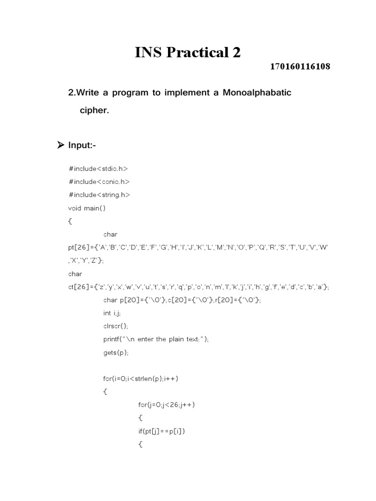 Monoalphabetic Cipher Program in C | PDF | Teaching Methods & Materials