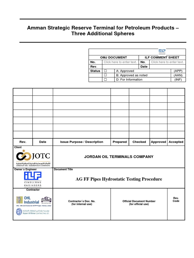 Hydrostatic Testing Procedure Guide | PDF | Leak | Pipe (Fluid Conveyance)