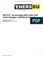 DIN 910 - Screw Plugs With Collar and Outer Hexagon, Cylindrical Thread