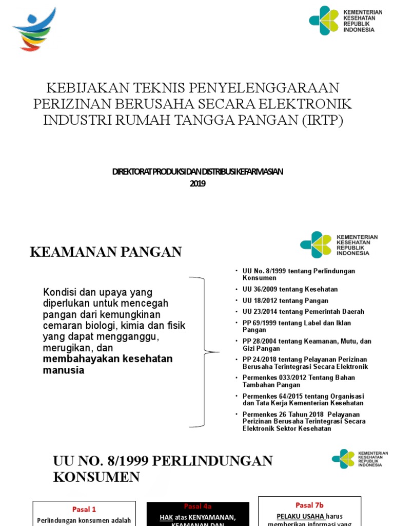 Perizinan Elektronik IRTP dan Keamanan Pangan | PDF