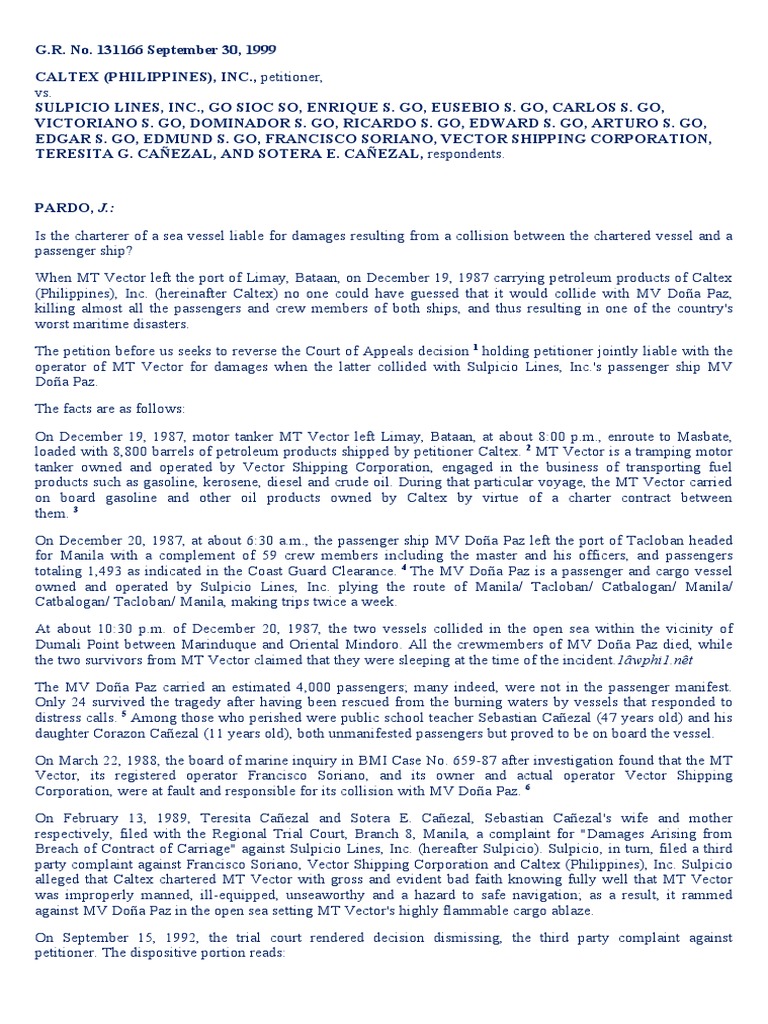 Caltex Phils Vs Sulpicio Lines PDF Legal Concepts Government