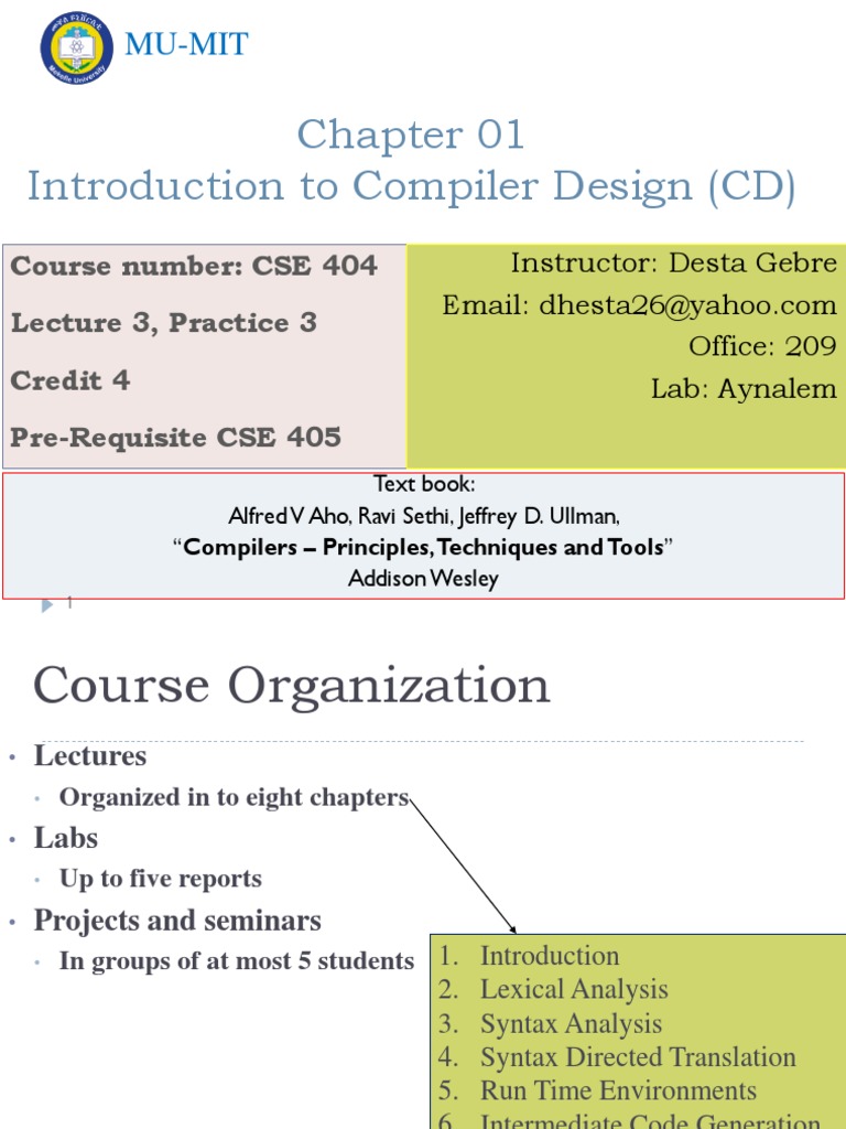 Introduction To Compiler Design (CD) : Mu-Mit | PDF | Parsing | Compiler