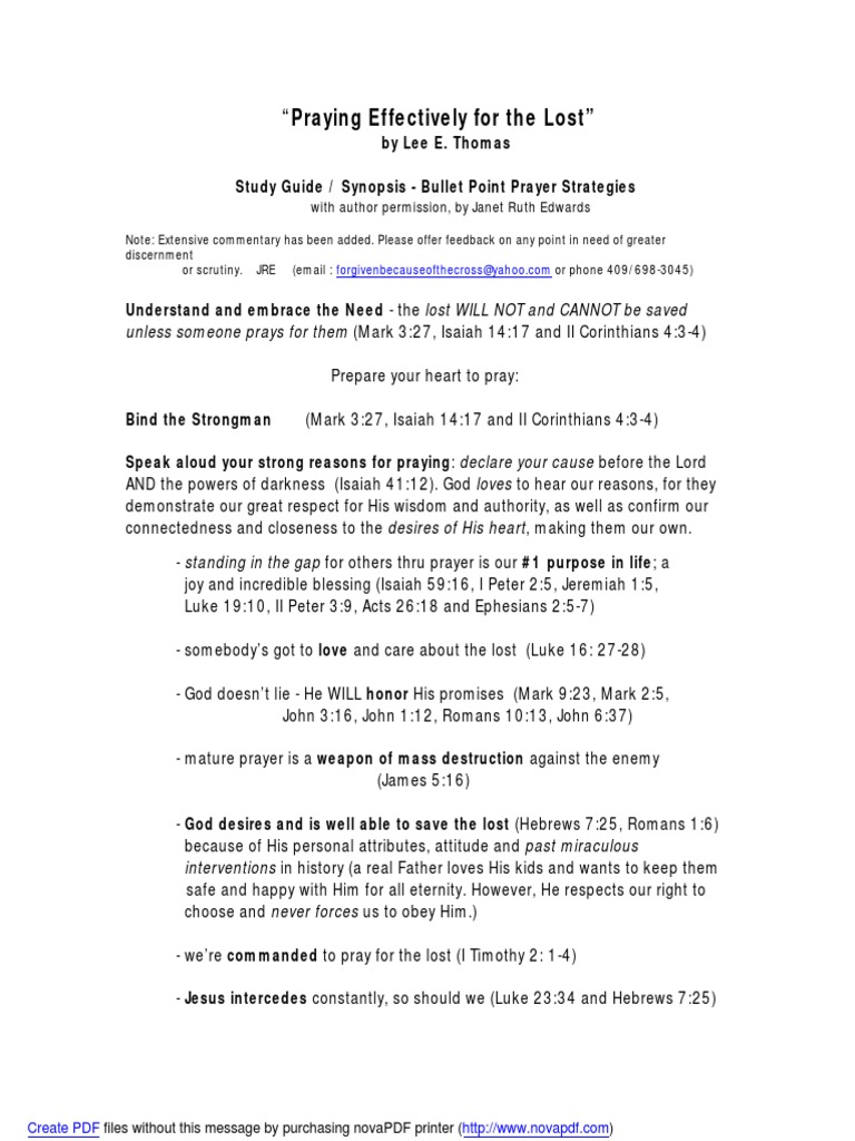 Effective Prayer Strategies for the Lost | PDF | Satan | Prayer