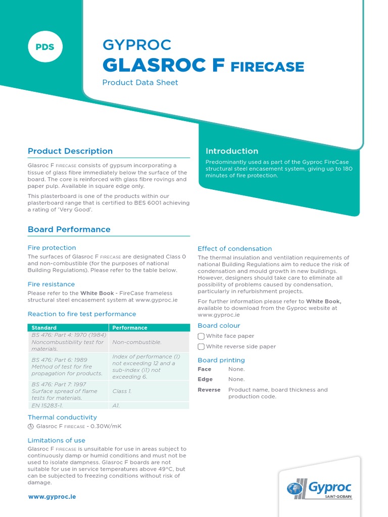 PDS Glasroc-F-FIRECASE ENGL 1 PDF | PDF | Drywall | Building Engineering