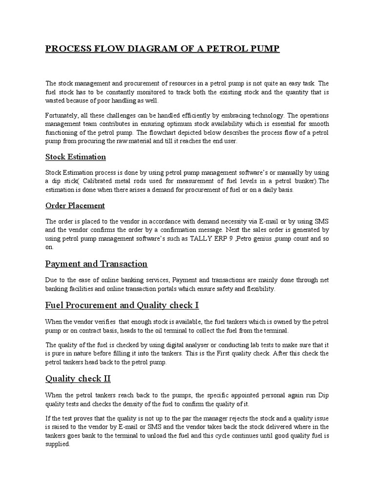 Process Flow Diagram Of A Petrol Pump Pdf Gasoline Procurement