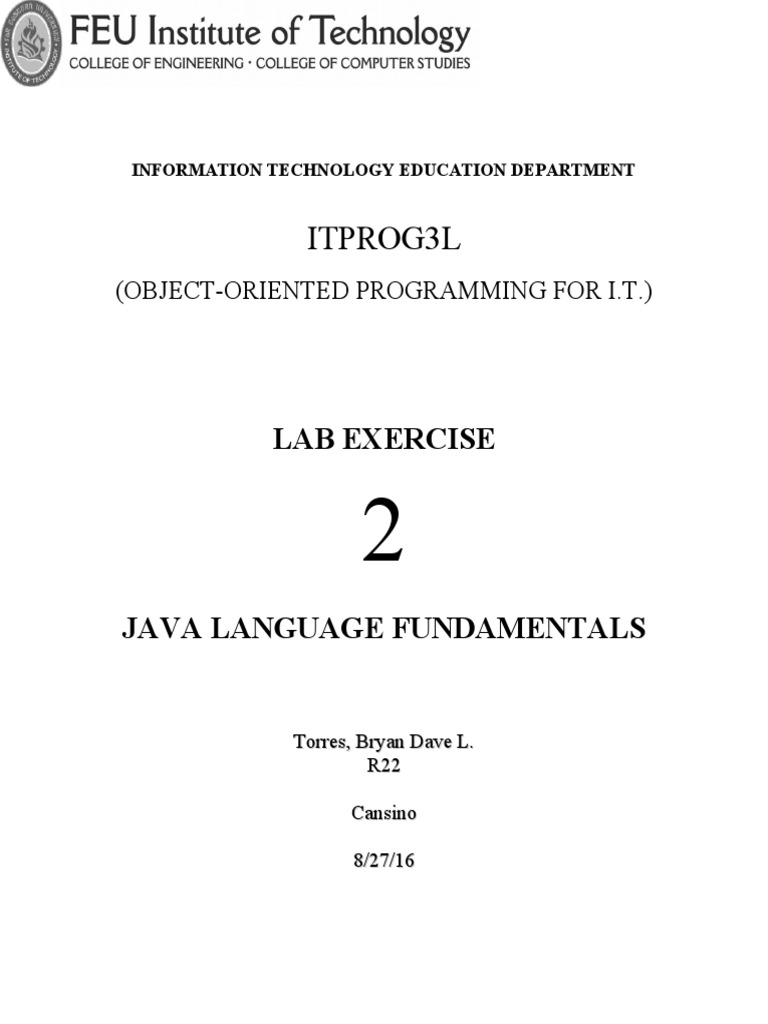 Java Programming Fundamentals Lab Guide | PDF | Boolean Data Type | Parsing