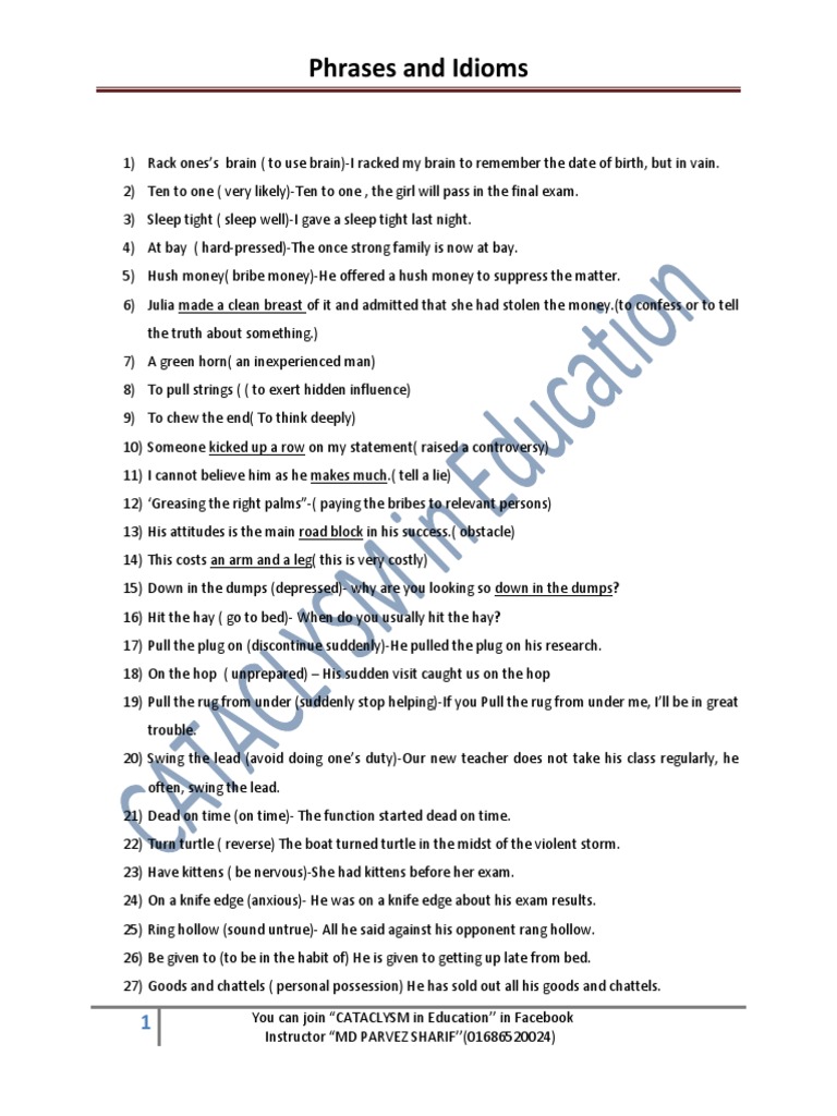 Phrases and Idioms 2 | PDF | Language Arts & Discipline | Home & Garden