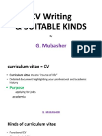 CV Writing & Suitable Kinds: G. Mubasher