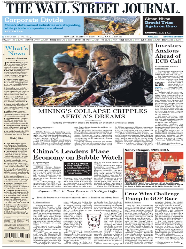 Wallstreetjournaleurope 20160307 The Wall Street Journal Europe PDF