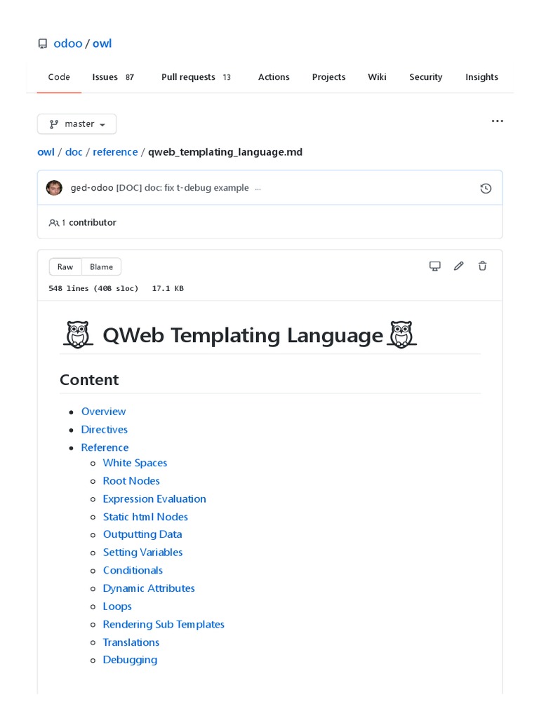Owl - Qweb - Templating - Language - MD at Master Odoo - Owl | PDF ...