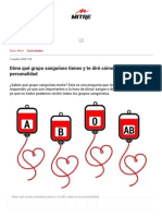 Dime Qué Grupo Sanguíneo Tienes y Te Diré Cómo Es Tu Personalidad PDF