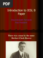 Introduction To IESL B Paper: Shavindranath Fernando Past President