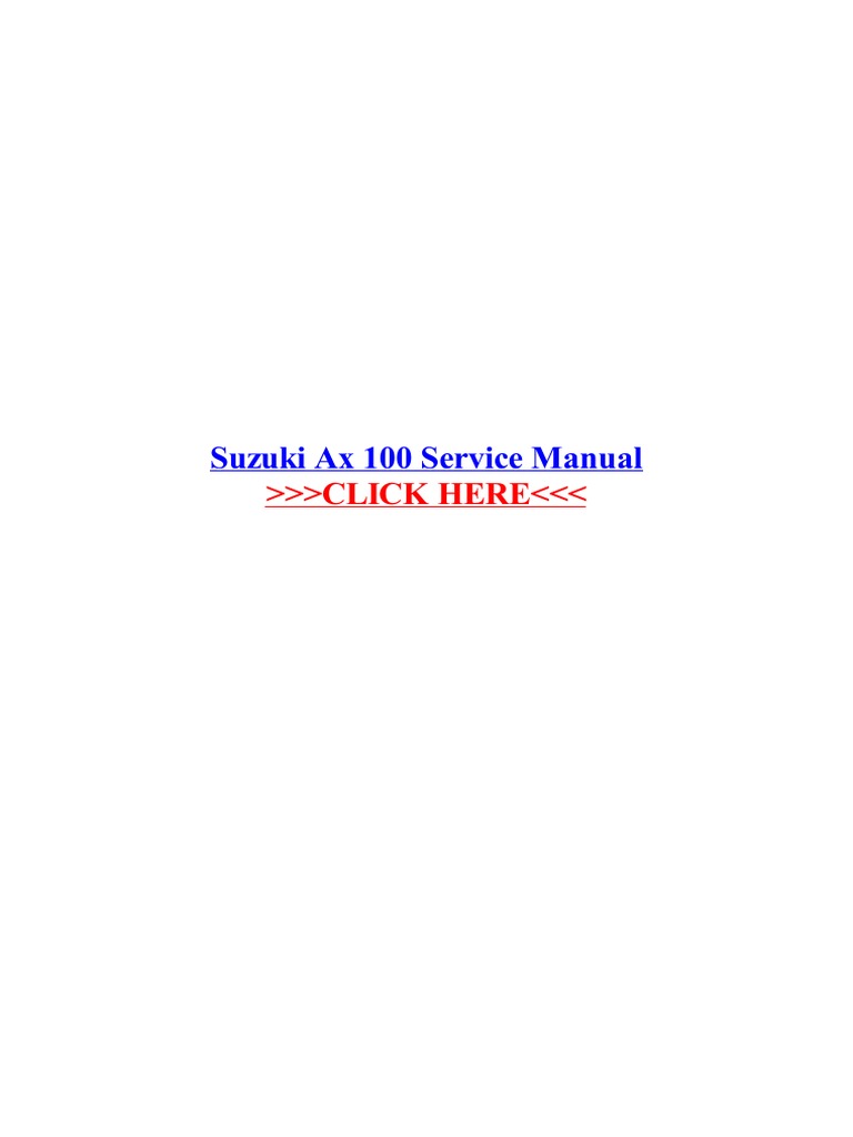 Suzuki Ax 100 Service Manual Pdf Motorcycle Motor Vehicle