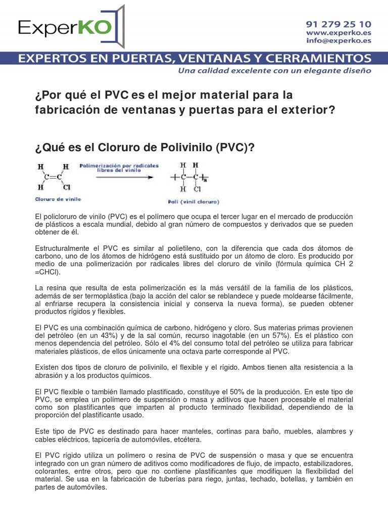 Que Es El PVC PDF Cloruro de polivinilo Química