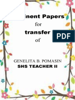 Pertinent Papers For Transfer Of: Genelita B. Pomasin Shs Teacher Ii