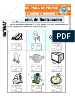 Ficha de Ejercicios de Sustraccion para Segundo de Primaria