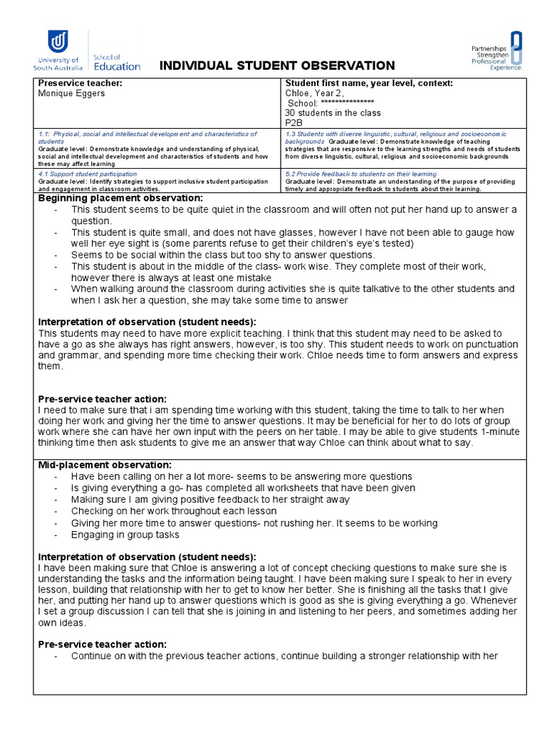 Chloe's Reading Development Progress | PDF | Classroom | Cognitive ...