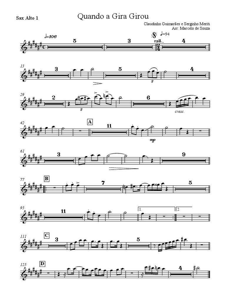Quando A Gira Girou Sax Alto 1 | PDF