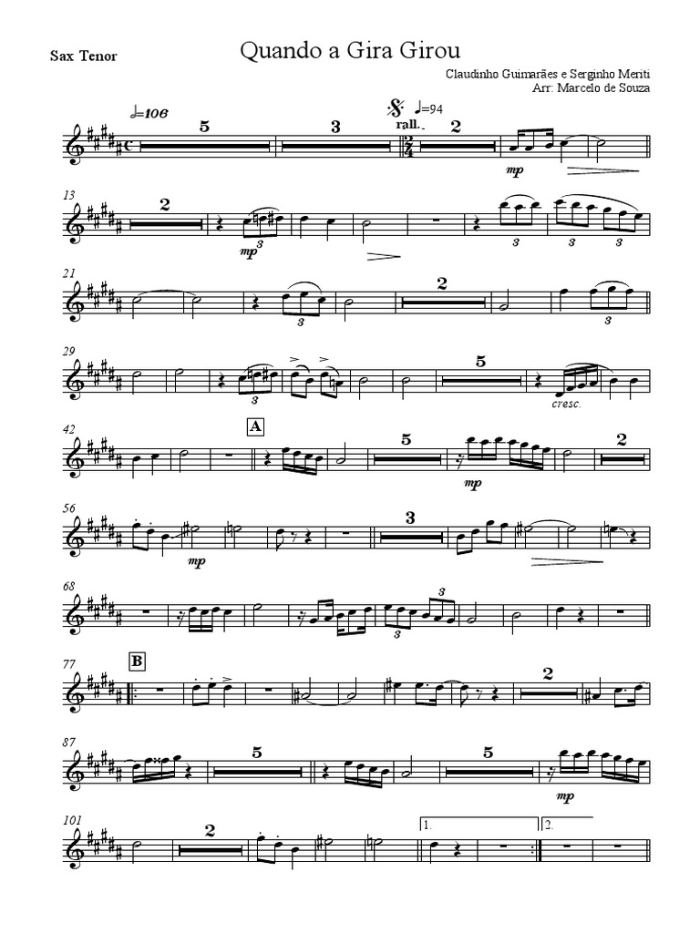 Quando a Gira Girou - Sax Tenor | PDF