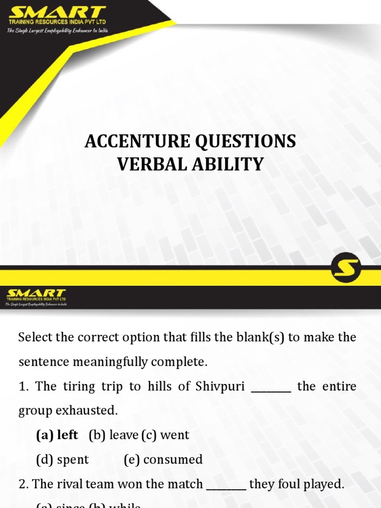 Accenture Verbal Ability Questions Pdf