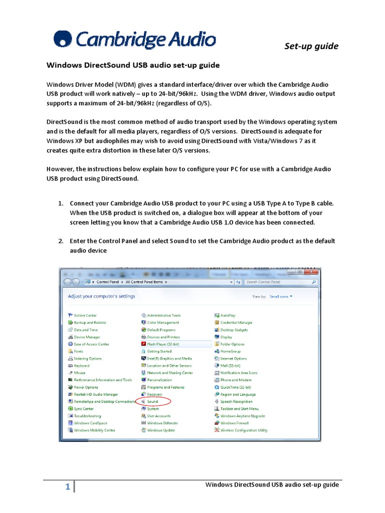 Windows Direct Sound Set Up PDF PDF Usb Microsoft Windows