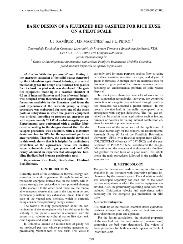 Basic Design of A Fluidized Bed Gasifier PDF