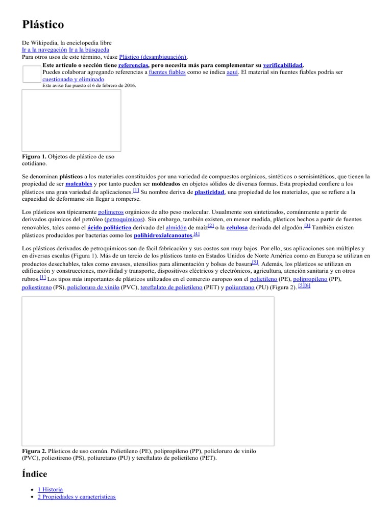 Plástico - Wikipedia, La Enciclopedia Libre PDF, PDF, El plastico