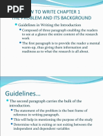 How To Write Chapter 1 The Problem and Its Background: Guidelines in Writing The Introduction