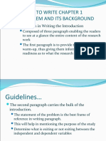 How To Write Chapter 1 The Problem and Its Background: Guidelines in Writing The Introduction