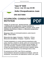 Pase laboral conductor mototaxi Arequipa