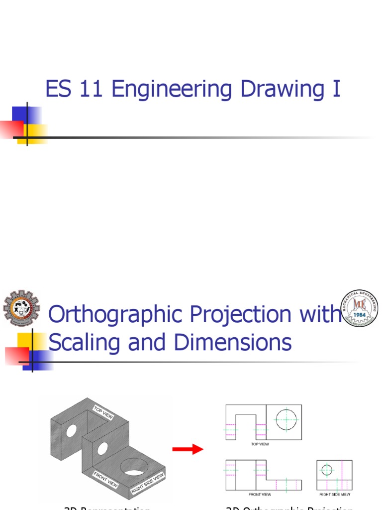 Orthographic Projection With Scaling and Dimensions Engineering Drawing