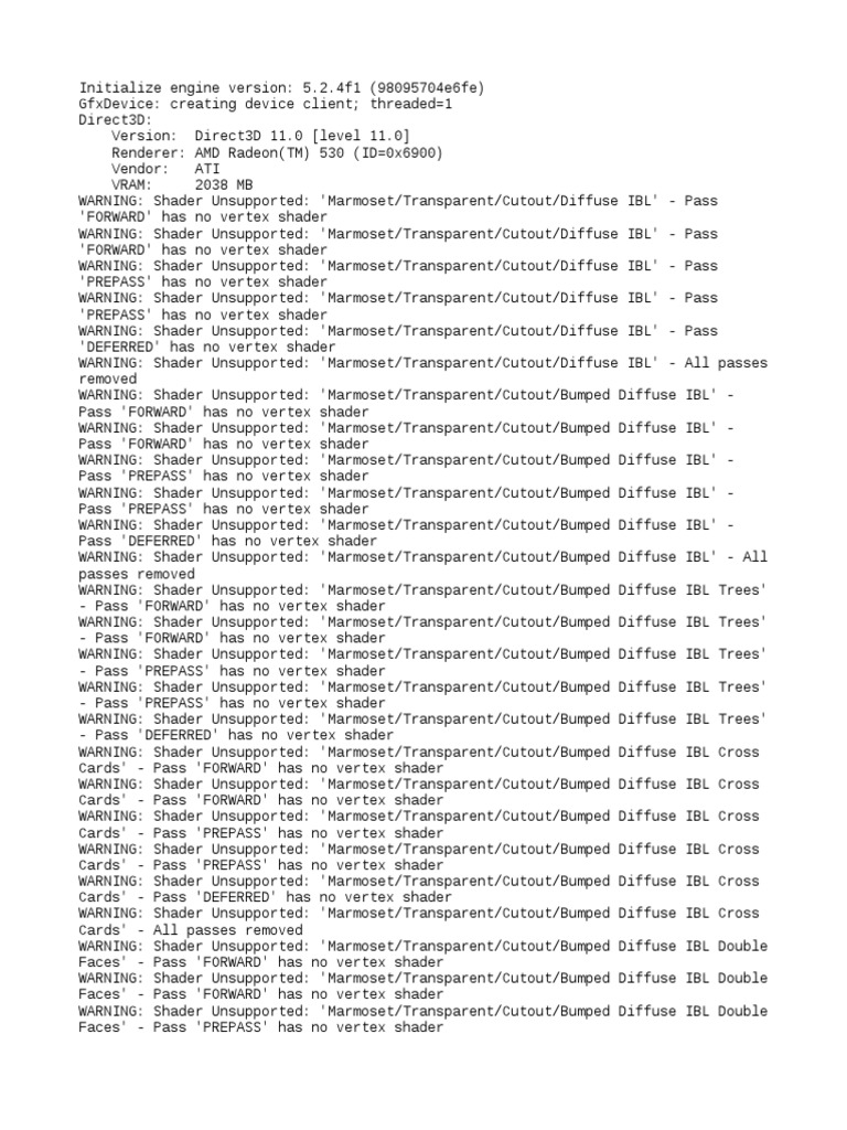 Unity Engine Initialization Log | PDF | Shader | Computing Platforms