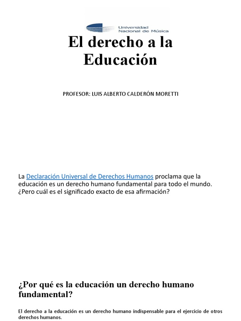 Derecho a la Educación: Un Derecho Humano | PDF | Ciencias Políticas ...