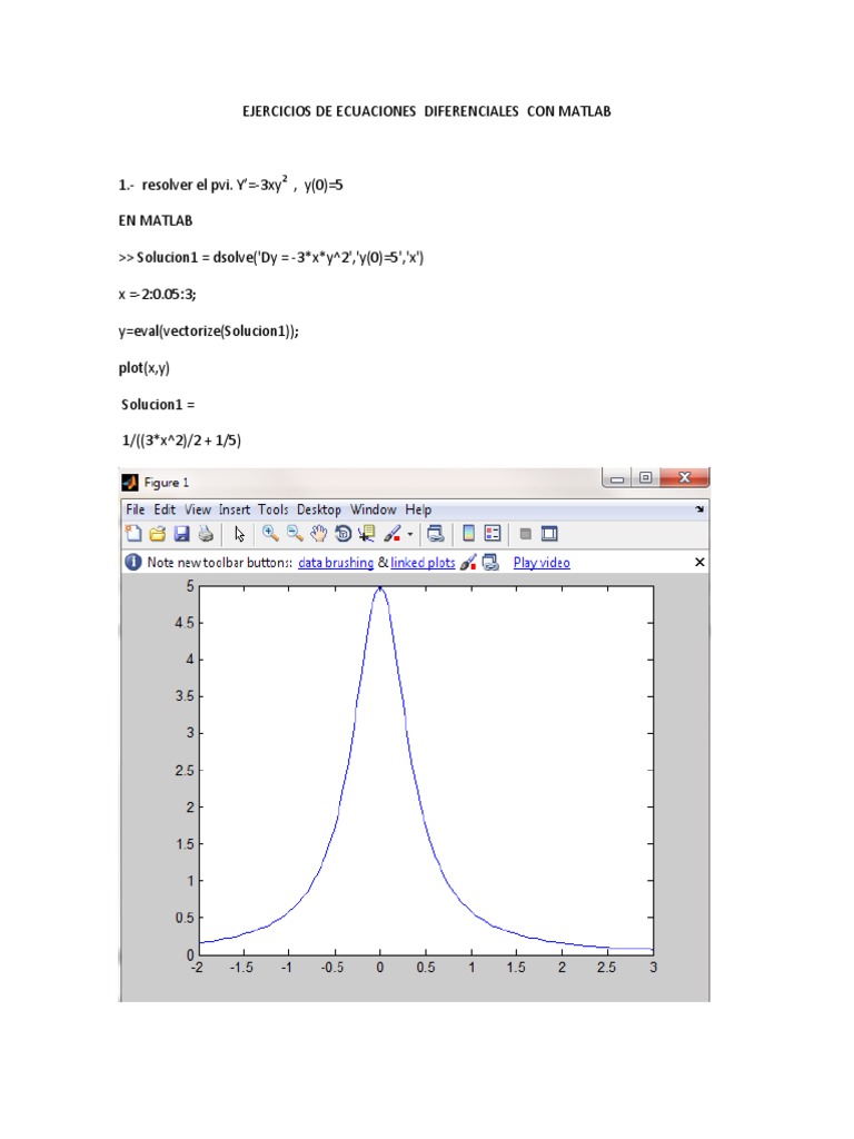 Ejercicios de Ecuaciones Diferenciales Con Matlab PDF PDF