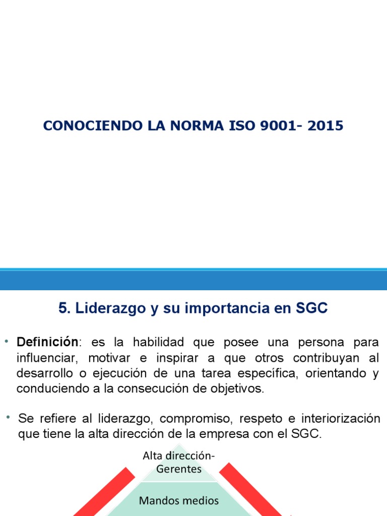 Liderazgo en la Norma ISO 9001:2015 | PDF | Calidad (comercial) | Liderazgo