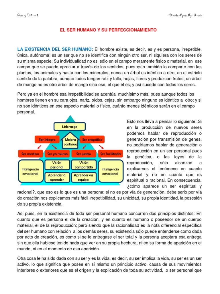 El Ser Humano y Su Perfeccionamiento | PDF | Existencia | Filosofía