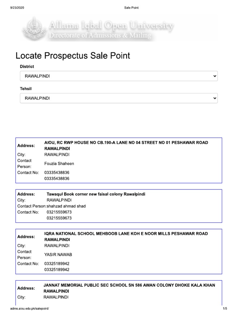 Aiou Prospectus Pdf Pdf