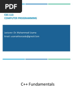 CSC-113 - Lecture - 02 - C++ Fundamentals