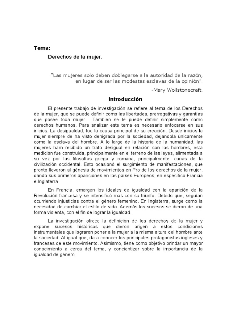 Evolución de los Derechos de la Mujer | PDF | Derechos de las mujeres ...