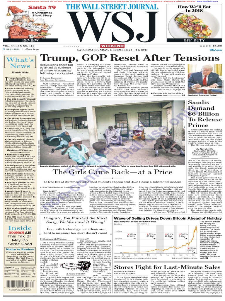 Trump, GOP Reset After Tensions: For Personal, PDF, The Wall Street  Journal